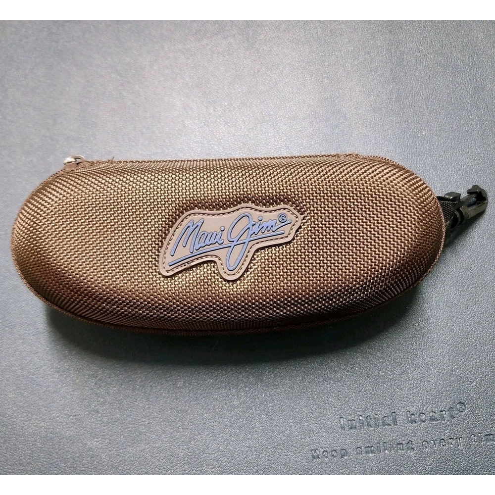 Maui Jim Lg Brown Zippered Semi Hard Sport Sunglass Case ONLY W Clip